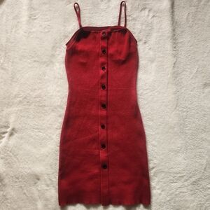 Love Culture Red Mini Dress with Button Detail